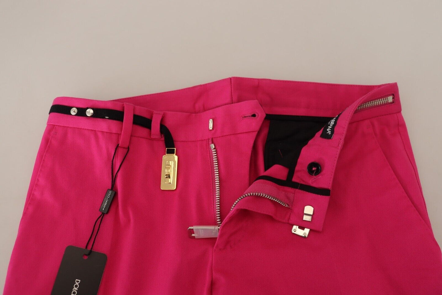 Dolce & Gabbana Pink Zipper Buckle Waist Trousers Pants