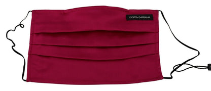 Dolce & Gabbana Maroon Silk Pleated Elastic Ear Strap One Size Face Mask