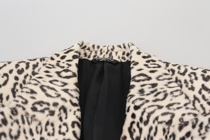 Dolce & Gabbana White Leopard Single Breasted Coat Blazer