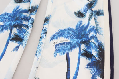 Dolce & Gabbana White Palm Tree Print Men Trouser Pants