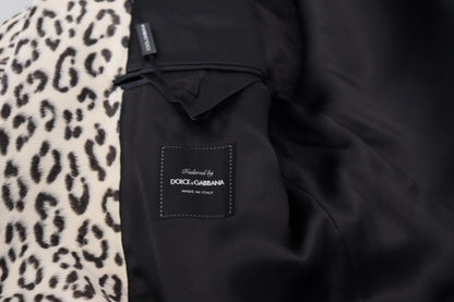 Dolce & Gabbana White Leopard Single Breasted Coat Blazer