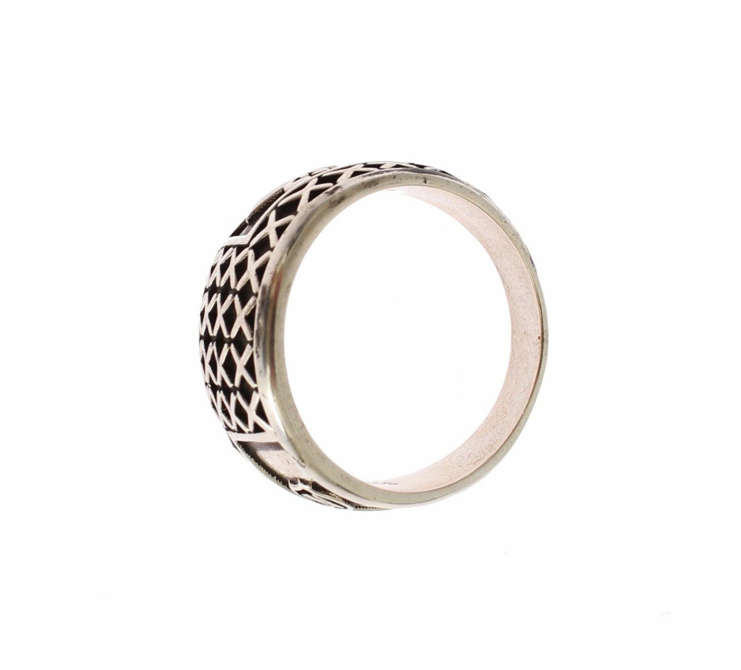 Nialaya Elegant Silver Band with Black Accents