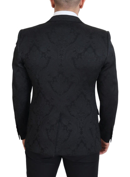 Dolce & Gabbana Black Floral Brocade 2 Piece MARTINI Suit