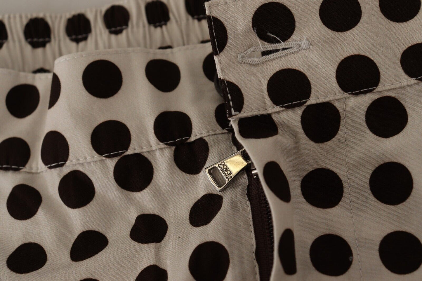 Dolce & Gabbana Black White Polka Dots Cotton Linen Shorts