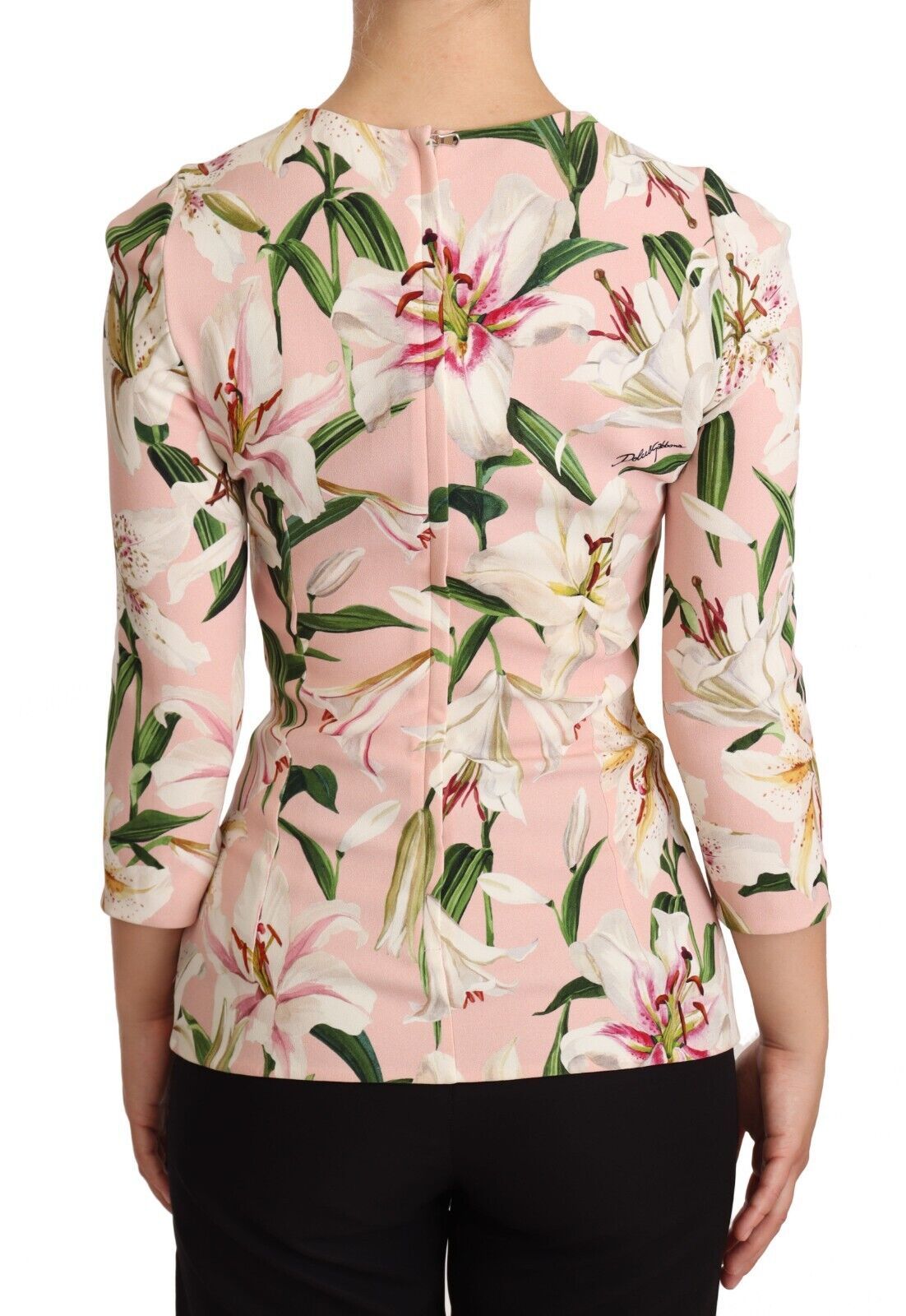 Dolce & Gabbana Pink Lily Print Viscose Long Sleeves Blouse
