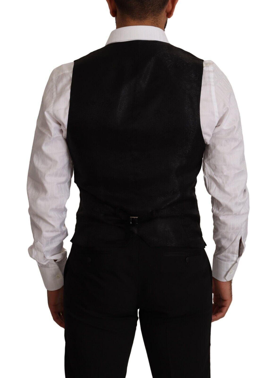 Dolce & Gabbana Elegant Black Virgin Wool Dress Vest