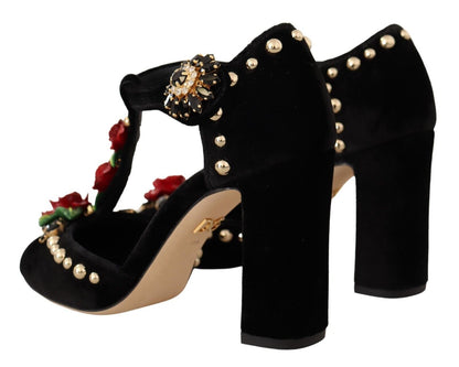 Dolce & Gabbana Elegant Velvet T-Strap Mary Jane Pumps