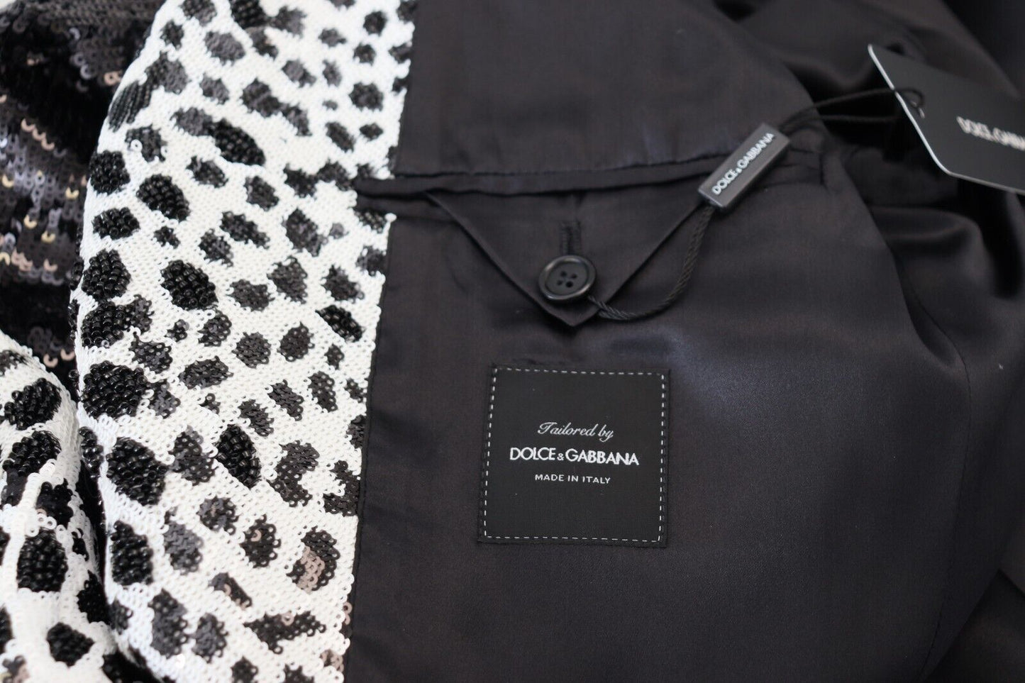 Dolce & Gabbana Black Sequined Cow Pattern Nylon Blazer
