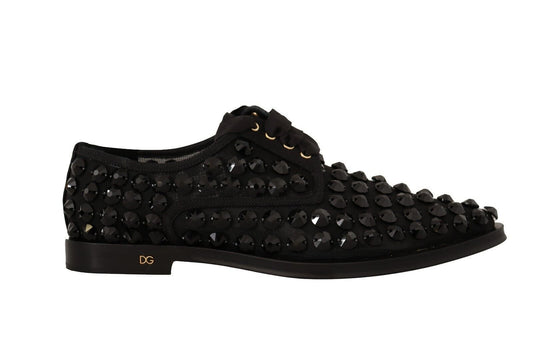 Dolce & Gabbana Elegant Gros Grain Lace-Up Jeweled Flats