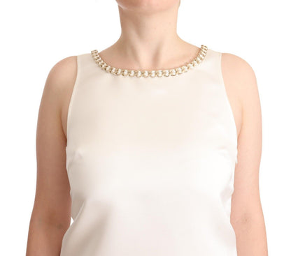 Elisabetta Franchi White Polyester Sleeveless Mini Shift Dress
