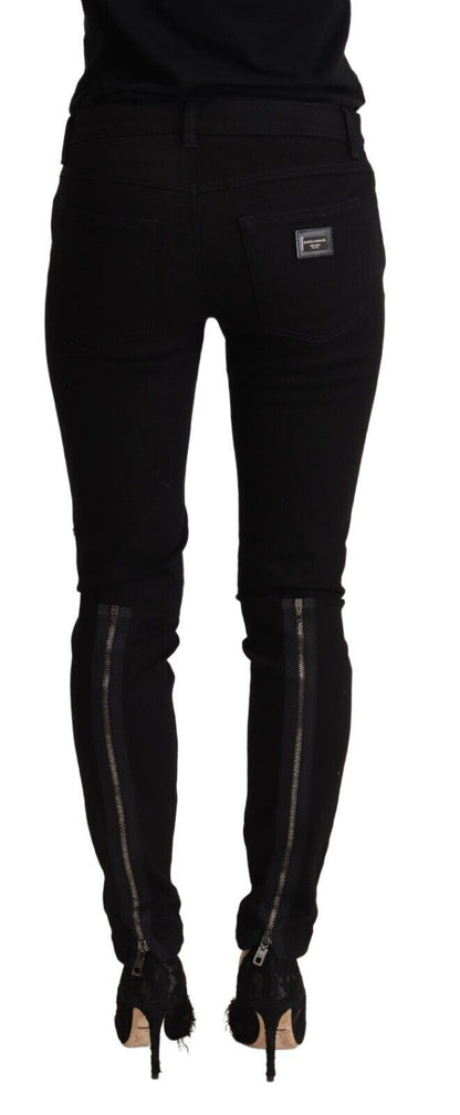 Dolce & Gabbana Black Cotton Low Waist Denim Pretty Slim Fit Jeans