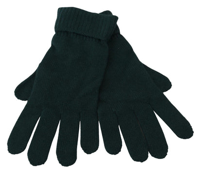 Dolce & Gabbana Green Wrist Length Cashmere Knitted Gloves