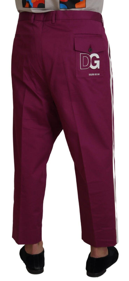 Dolce & Gabbana Magenta Cotton DG Logo Pocket Trouser Pants