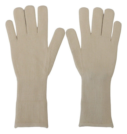 Dolce & Gabbana White Cashmere Knitted Hands Mitten Mens Gloves