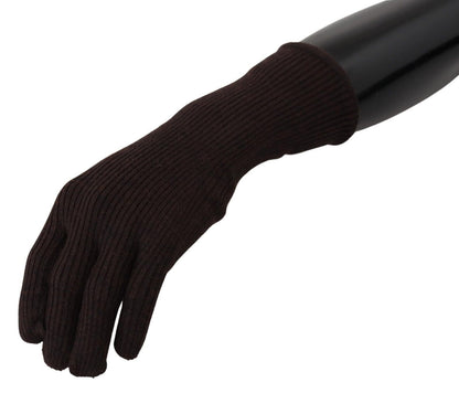 Dolce & Gabbana Brown Cashmere Silk Hands Mitten Mens Gloves