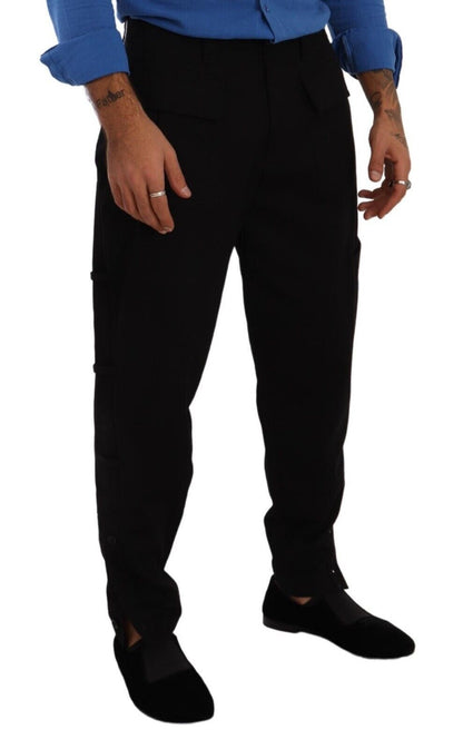 Dolce & Gabbana Black Cotton Stretch Tapered Cargo Pants