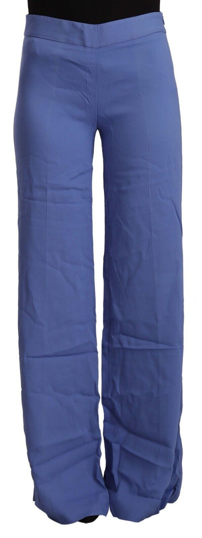 P.A.R.O.S.H. Chic Wide-Leg High Waist Blue Trousers