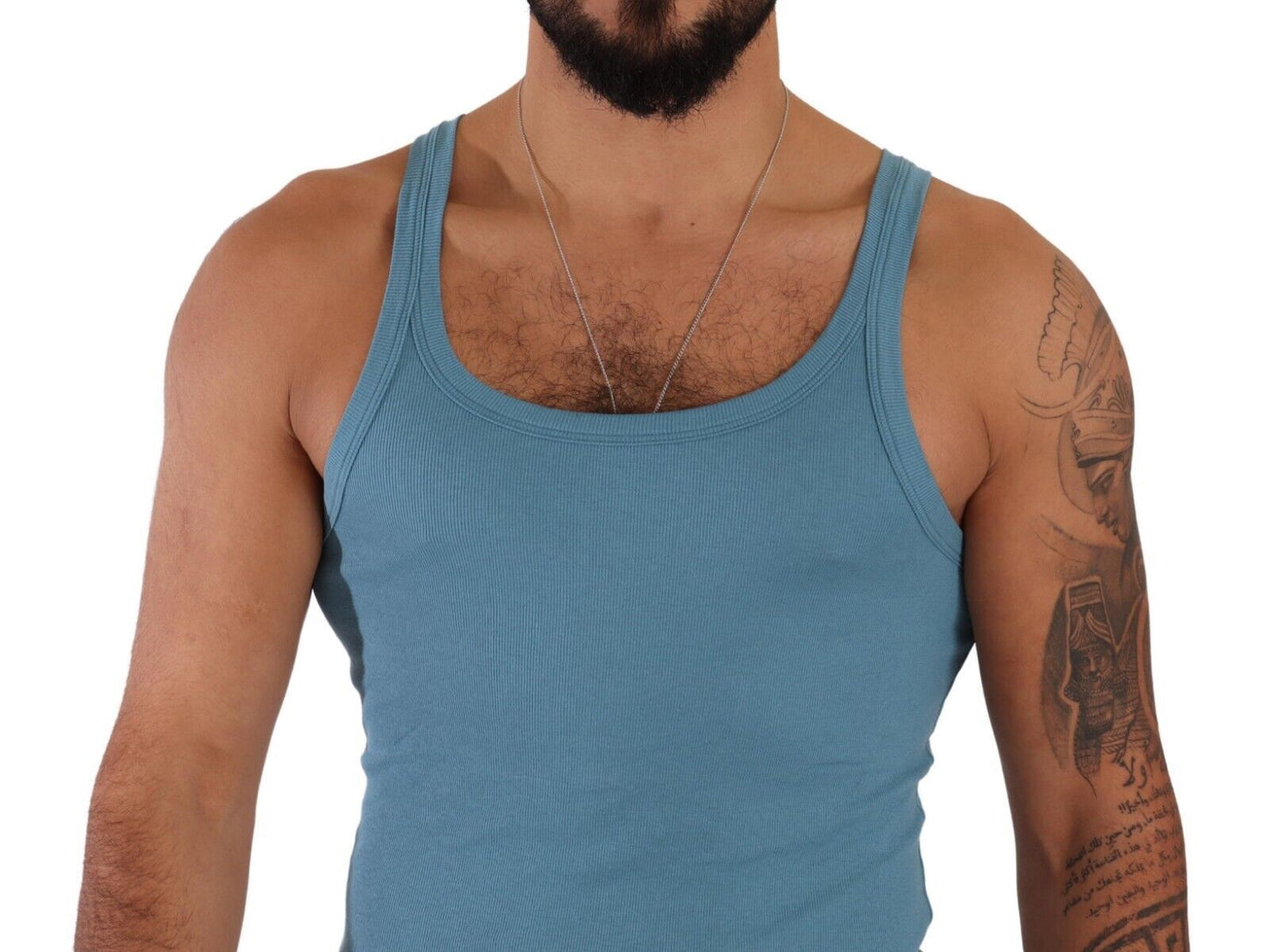 Dolce & Gabbana Blue Cotton Round Neck T-shirt Tank Underwear
