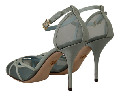 Dolce & Gabbana Elegant Blue Mesh Ankle Strap Sandals