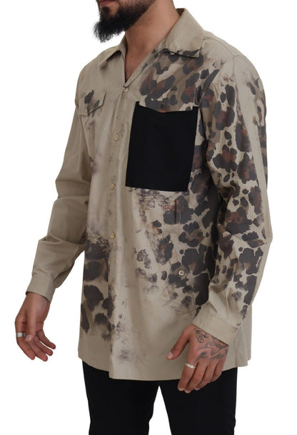 Dolce & Gabbana Beige Camouflage Cotton Long Sleeves Shirt