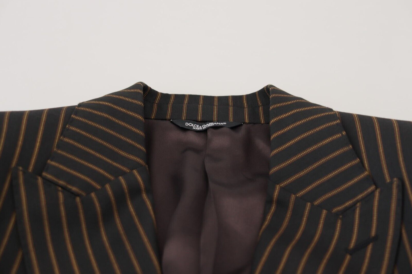 Dolce & Gabbana Elegant Striped Wool Blend Slim Blazer