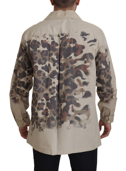 Dolce & Gabbana Beige Camouflage Cotton Long Sleeves Shirt