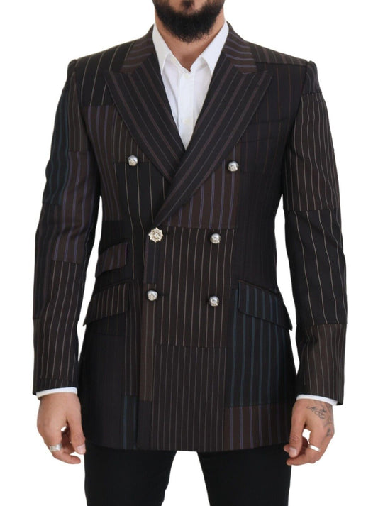 Dolce & Gabbana Multicolor Wool Silk Blend Slim Fit Blazer