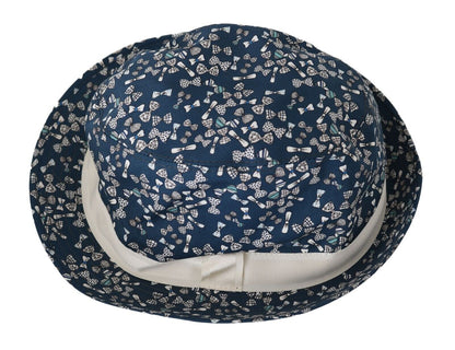 Dolce & Gabbana Blue White Cotton Bow Print Fedora Hat