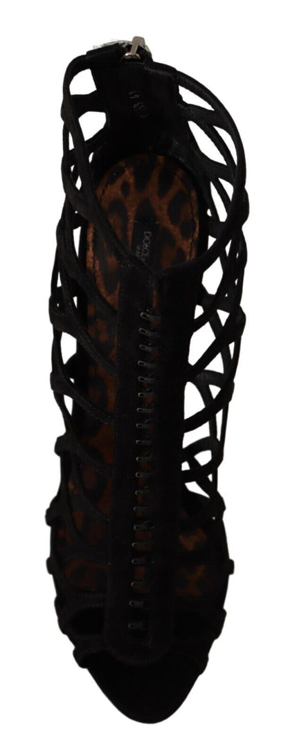 Dolce & Gabbana Elegant Black Suede Heels Sandals