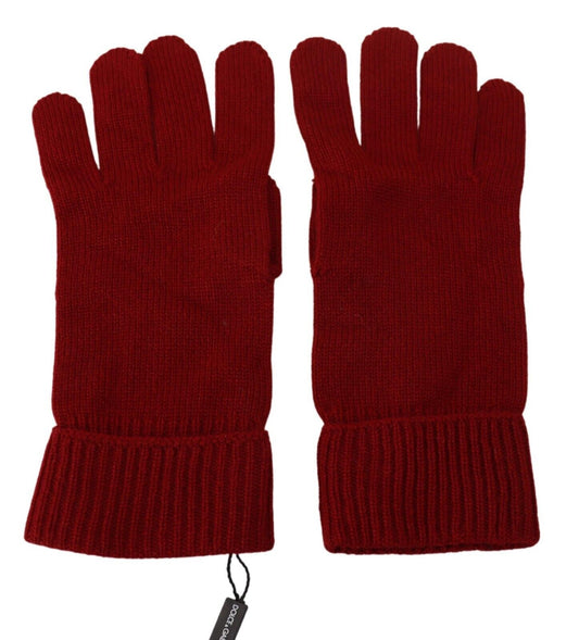 Dolce & Gabbana Elegant Red Cashmere Winter Gloves
