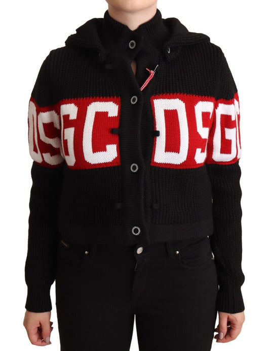 GCDS Chic Black Cashmere Cardigan Jacket