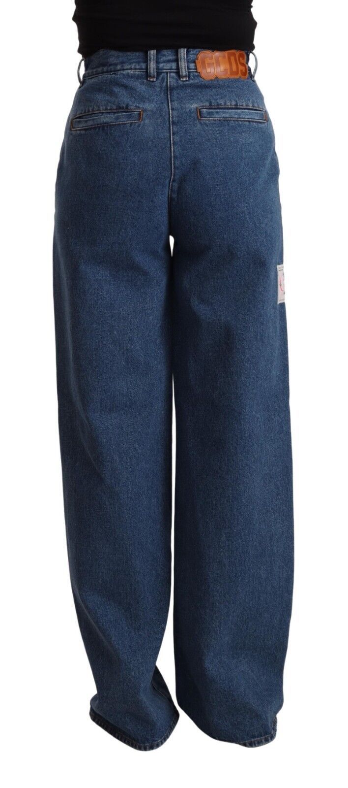 GCDS Blue Cotton High Waist Wide Leg Boot Cut Denim Jeans