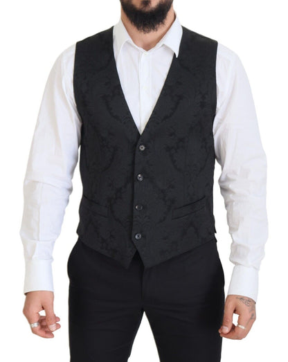 Dolce & Gabbana Elegant Black Martini Suit Jacket & Vest Ensemble