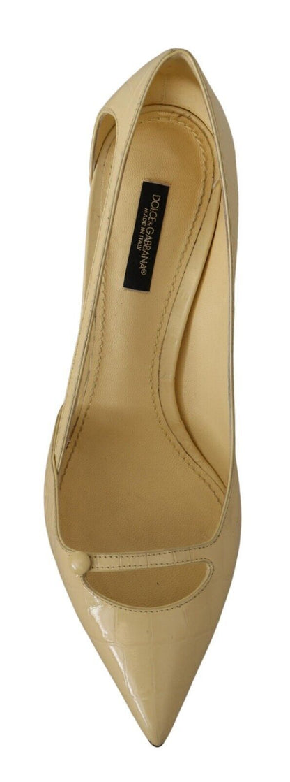 Dolce & Gabbana Chic Pointed Toe Leather Pumps in Sunshine Yellow