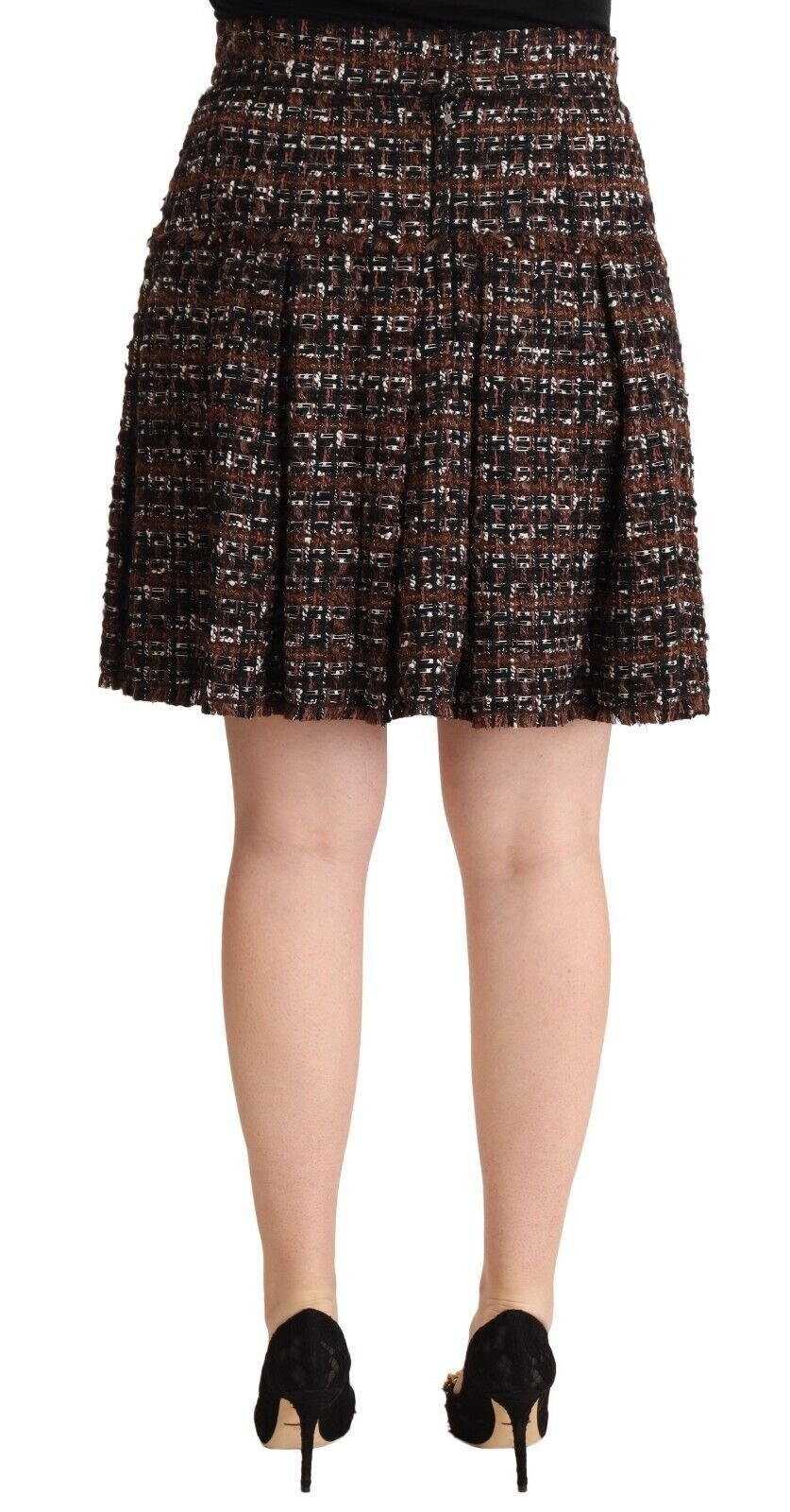 Dolce & Gabbana Brown High Waist Mini A-Line Pleated Skirt