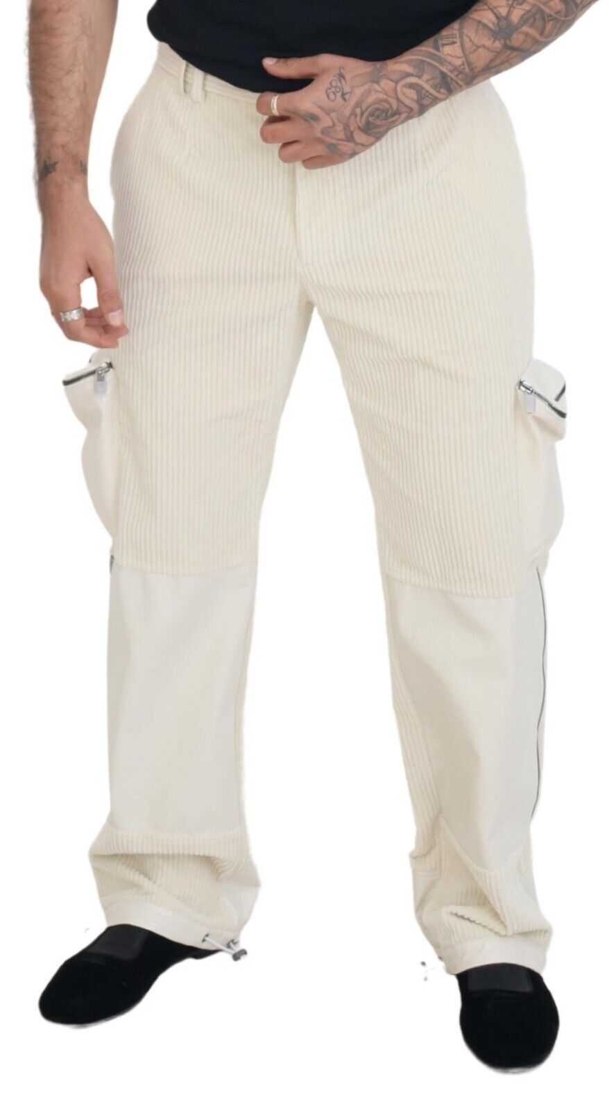Dolce & Gabbana Off White Corduroy Zipper Pocket Trouser Pants