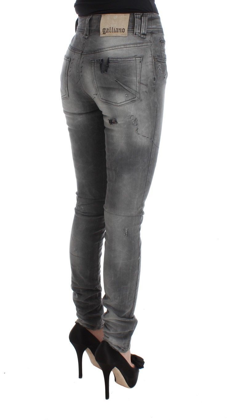 John Galliano Chic Gray Slim Fit Designer Jeans