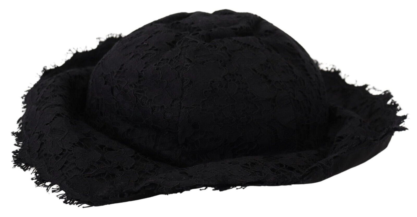 Dolce & Gabbana Black Cotton Wide Brim Shade Hat