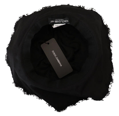 Dolce & Gabbana Black Cotton Wide Brim Shade Hat
