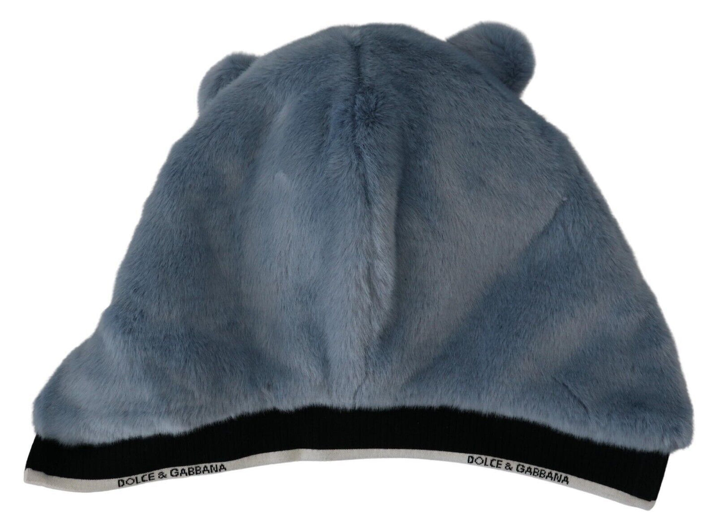 Dolce & Gabbana Blue Bear Fur Whole Head Cap One Size Polyester Hat