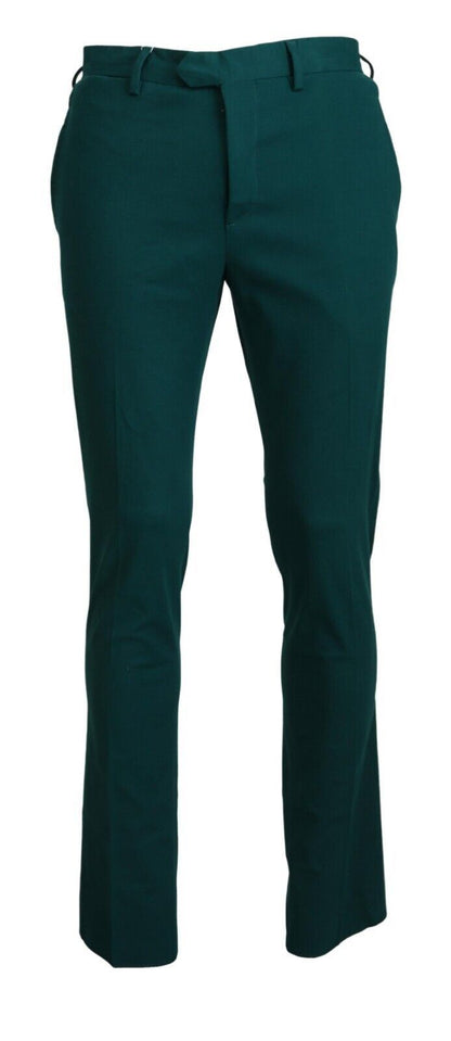 BENCIVENGA Green Straight Fit Men Formal Trousers Pants