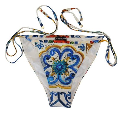 Dolce & Gabbana Multicolor Side Tie Bottom Swimwear Bikini