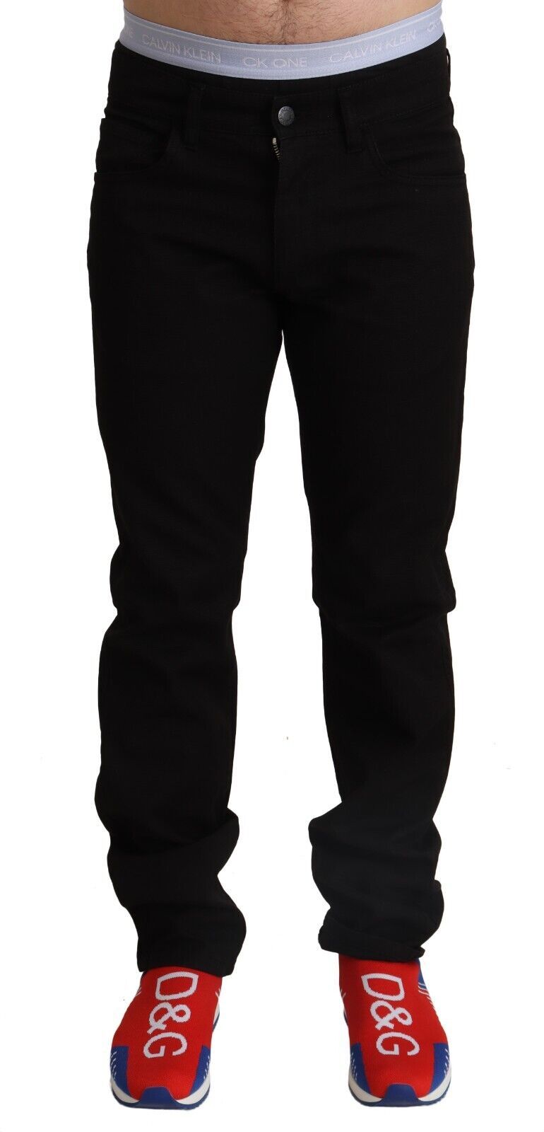 Dolce & Gabbana Black Cotton Straight Men Jeans STAFF Pants