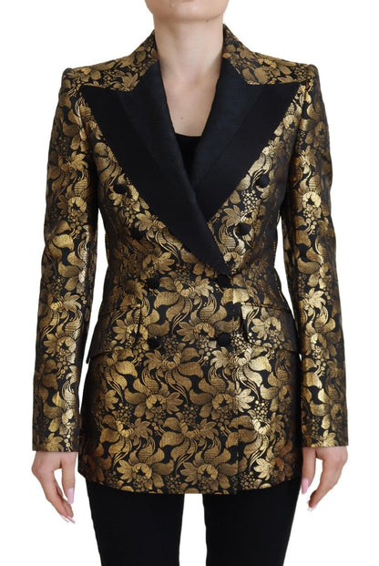Dolce & Gabbana Black Gold Jacquard Coat Blazer Jacket
