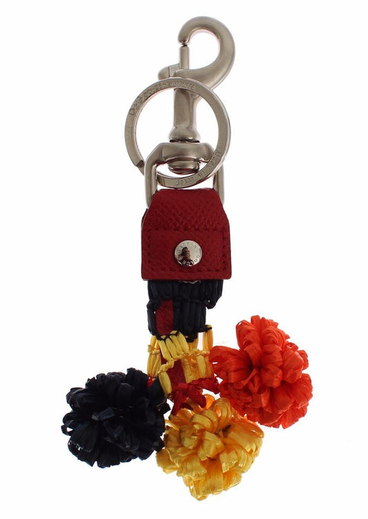 Dolce & Gabbana Multicolor Sicily Raffia Leather Keychain