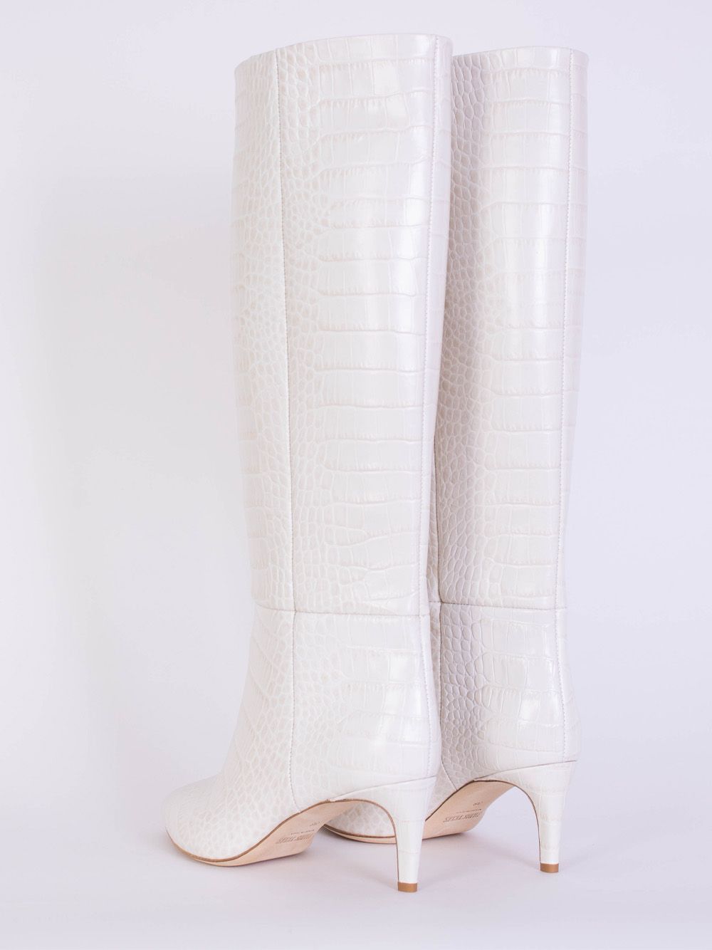 Paris Texas Croco Leather Print Stiletto 60 Boot in Ivory