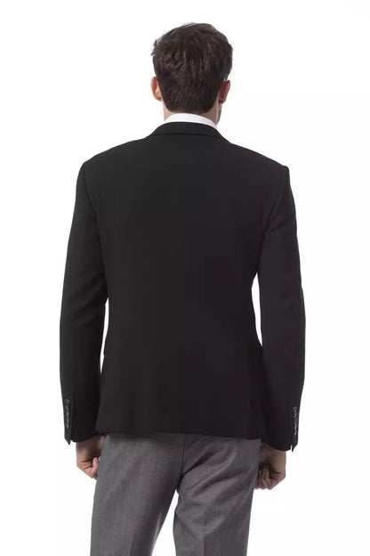 Billionaire Italian Couture Elegant Two-Button Black Wool Jacket