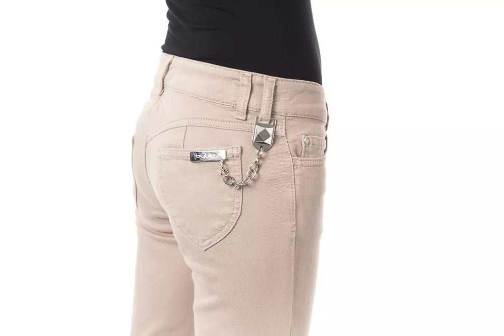 BYBLOS Beige Slim Fit Pants with Chain Detail