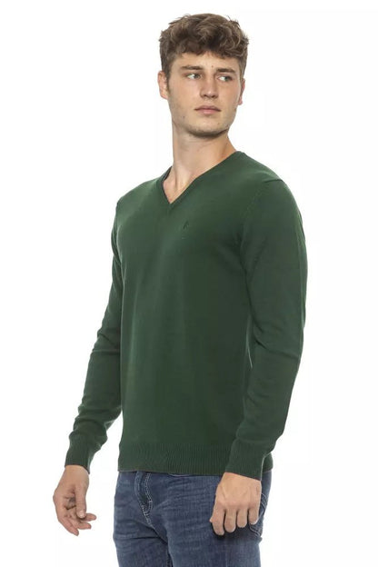 Conte of Florence Elegant Green V-Neck Men's Sweater