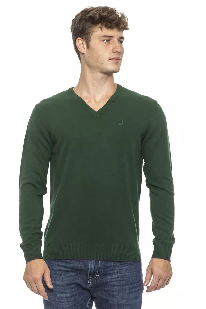 Conte of Florence Elegant Green V-Neck Men's Sweater